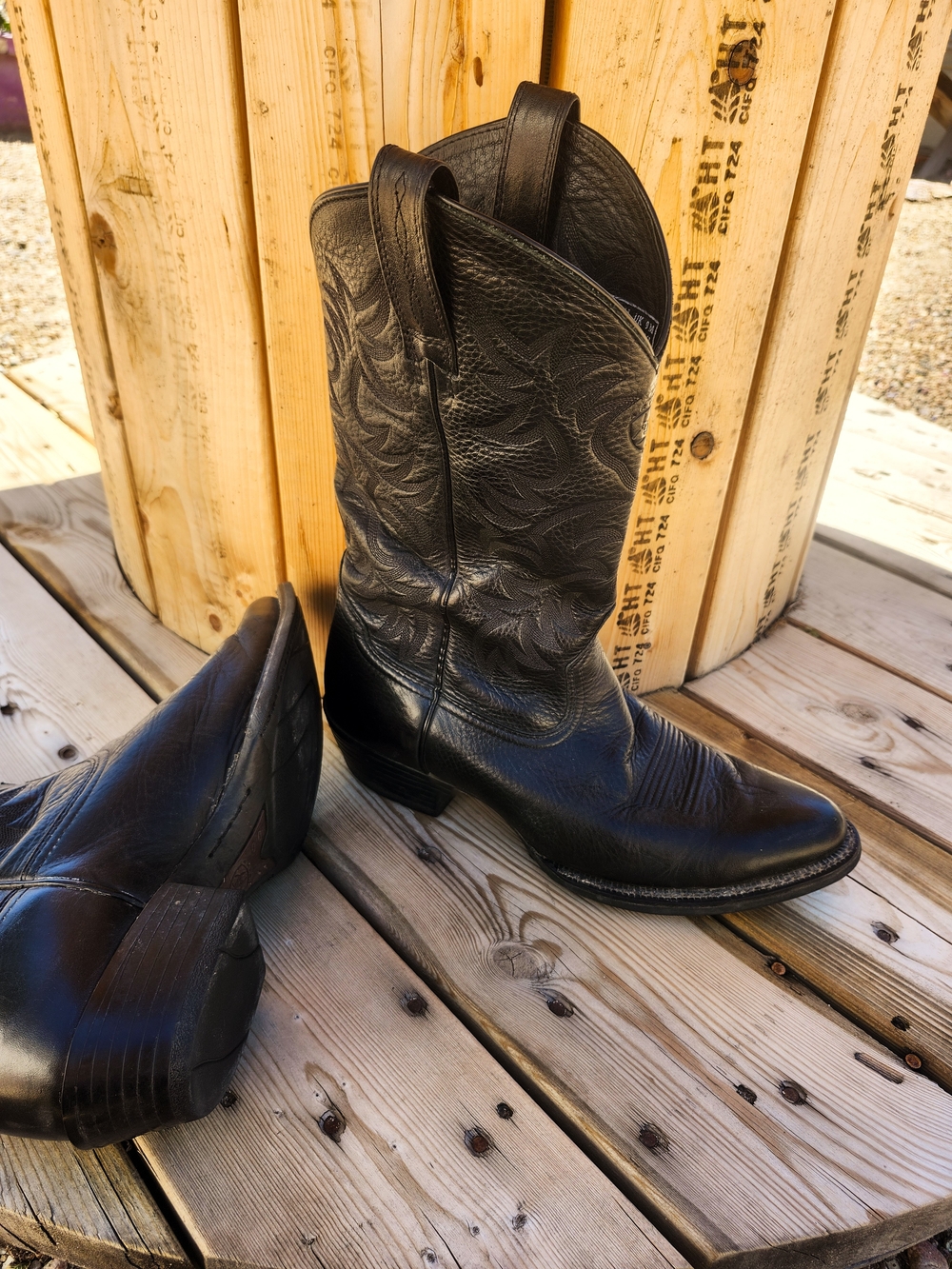 Ariat Heritage 34770 Men's 10 D Black Leather Western Cowboy Boots Round Toe